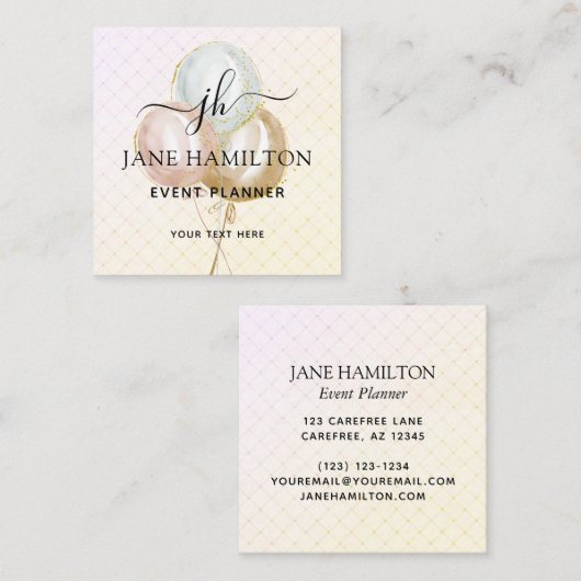 モノグラムバルーンイベントプランナー スクエア名刺 (正面/裏面)