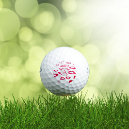 モノグラムバレンタイン赤いハート パーソナライズされた ゴルフボール