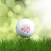 モノグラムバレンタイン赤いハート パーソナライズされた ゴルフボール