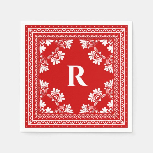 モノグラムバンダナパターン スタンダードカクテルナプキン (正面)