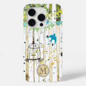 モノグラムバードケージかわいい鳥の樺の木ツリーiPhoneケース Case-Mate iPhoneケース (裏面)