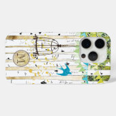 モノグラムバードケージかわいい鳥の樺の木ツリーiPhoneケース Case-Mate iPhoneケース (裏面 (横))