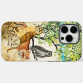 モノグラムバードケージヴィンテージフクロウキツネツリーiPhone Case-Mate iPhoneケース (裏面 (横))