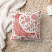 モノグラムバードレッドホワイト クッション (ブランケット)