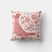 モノグラムバードレッドホワイト クッション (正面)