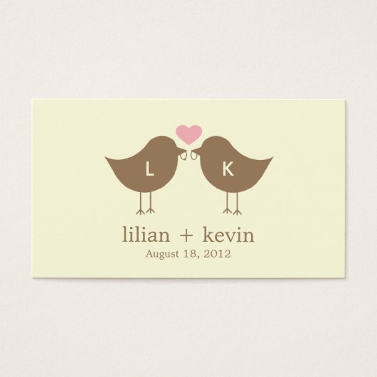 モノグラムバード結婚式の引き出物ラベル-ラテ (正面)