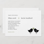 モノグラムバード結婚式招待状 – セージ 招待状 (正面/裏面)