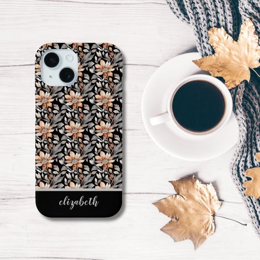 モノグラムバーンドオレンジラストブラックグレーフローラ Case-Mate iPhoneケース