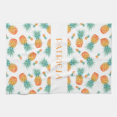 モノグラムパイナップル果実パターン キッチンタオル (横)