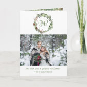 モノグラムパインリースクリスマスフォトホリデーカード シーズンカード (正面)