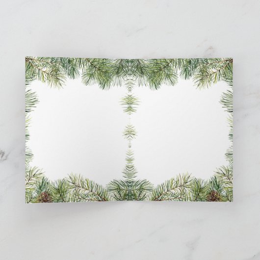 モノグラムパインリースクリスマスフォトホリデーカード シーズンカード (内部)