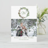 モノグラムパインリースクリスマスフォトホリデーカード シーズンカード (スタンド正面)