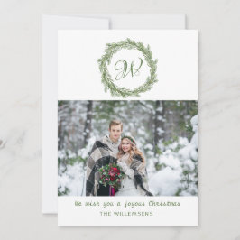 モノグラムパインリースクリスマスフォト シーズンカード