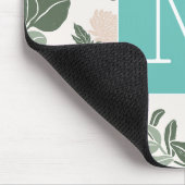 モノグラムパステルカラフルフローラ縁どと青。 マウスパッド (コーナー)