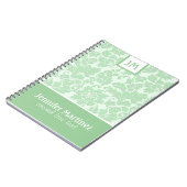 モノグラムパステルグリーンモノクロダマスク ノートブック (左側)