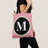 モノグラムパステルピンクグリーン水玉模様 クロスボディバッグ (クローズアップ)