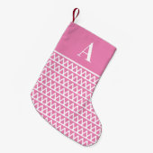 モノグラムパステルピンクパターン両面 スモールクリスマスストッキング (正面 (吊り時))
