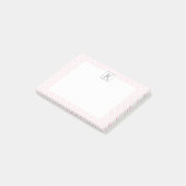 モノグラムパステルピンク正方形パターンとグレー ポストイット (アングル)