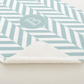 モノグラムパステルブルーヘリンボーンパターン シェルパブランケット (3/4)