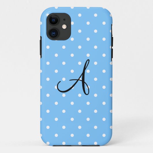 モノグラムパステルブルー白水玉模様 Case-Mate iPhoneケース (裏面)