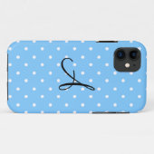 モノグラムパステルブルー白水玉模様 Case-Mate iPhoneケース (裏面(横))