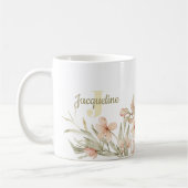 モノグラムパステルベビーピンクスカイベビー花デザイン コーヒーマグカップ (左)