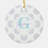 モノグラムパステルレインボーサンデ水玉模様マンダラ セラミックオーナメント (正面)