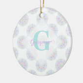 モノグラムパステルレインボーサンデ水玉模様マンダラ セラミックオーナメント (左)