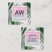 モノグラムパステル液体 | Palm 縁ど Leaf  スクエア名刺 (正面/裏面)
