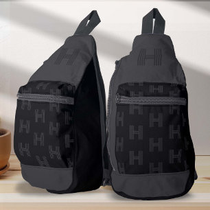 モノグラムパターモダンンモノグラムの、黒 スリングバッグ