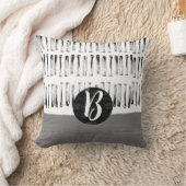 モノグラムパターン（の模様が）あるグレーと白ミニマル主義者 クッション (ブランケット)