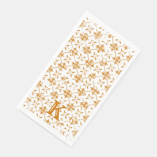 モノグラムパターン（の模様が）あるタイル |ゲストバス紙タオル (コーナー)