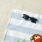 モノグラムパロツブルーレッド花ビーチタオル ビーチタオル (インサイチュ)