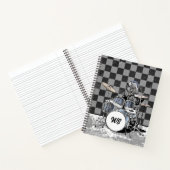 モノグラムパンクロックドラマーベアドラムキットミュージシャン ノートブック (内部)