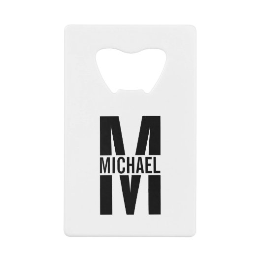 モノグラムパーソナライズされたおよび名前クレジットカードボトル クレジットカード栓抜き (正面)