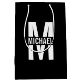 モノグラムパーソナライズされたおよび名前メディア抱き枕 ミディアムペーパーバッグ (正面)