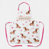モノグラムパーソナライズされたかわいいダシュント犬 エプロン (正面)