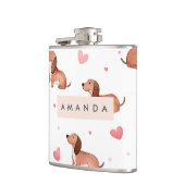 モノグラムパーソナライズされたかわいいダシュント犬 フラスク (左)