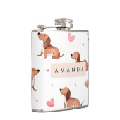 モノグラムパーソナライズされたかわいいダシュント犬 フラスク (右)