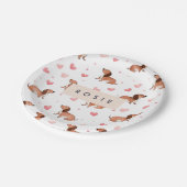 モノグラムパーソナライズされたかわいいダシュント犬 ペーパープレート (アングル)