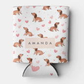 モノグラムパーソナライズされたかわいいダシュント犬 缶クーラー (正面)