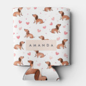 モノグラムパーソナライズされたかわいいダシュント犬 缶クーラー (裏面)