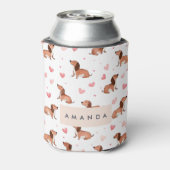 モノグラムパーソナライズされたかわいいダシュント犬 缶クーラー (缶裏面)