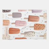 モノグラムパーソナライズされたかわいいポピュシクル模様 キッチンタオル (横)