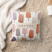 モノグラムパーソナライズされたかわいいポピュシクル模様 クッション (ブランケット)