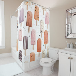 モノグラムパーソナライズされたかわいいポピュシクル模様 シャワーカーテン