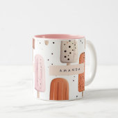 モノグラムパーソナライズされたかわいいポピュシクル模様 ツートーンマグカップ (正面右)