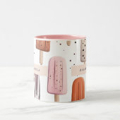 モノグラムパーソナライズされたかわいいポピュシクル模様 ツートーンマグカップ (中央)