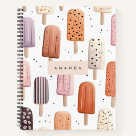 モノグラムパーソナライズされたかわいいポピュシクル模様 ノートブック