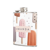 モノグラムパーソナライズされたかわいいポピュシクル模様 フラスク (左)